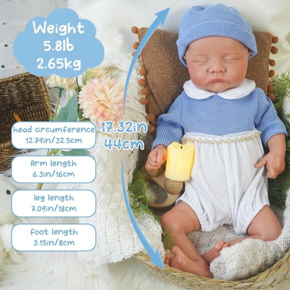 17.32in Full Silicone Not Vinyl Reborn wheaten Baby Girl Doll Lifelike Reborn - Picture 3 of 6